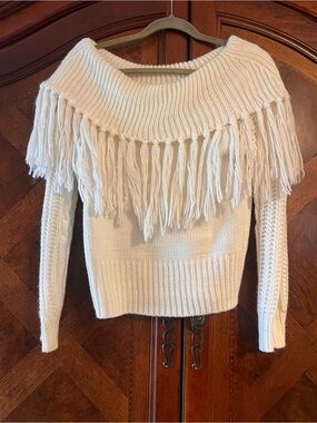 Off the shoulder cream sweater